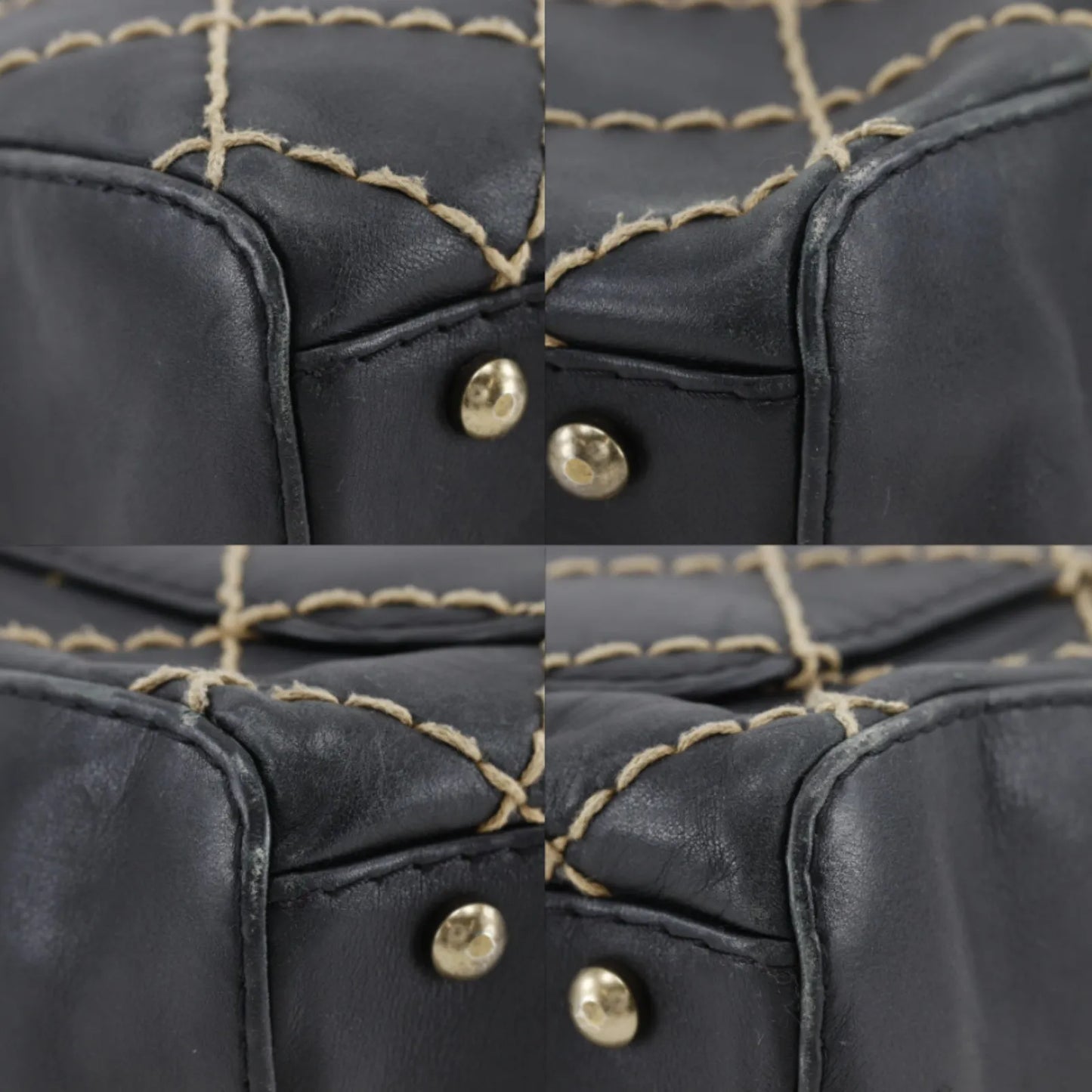Chanel Surpique Boston Quilted Leather, Black, Leather, Handbag