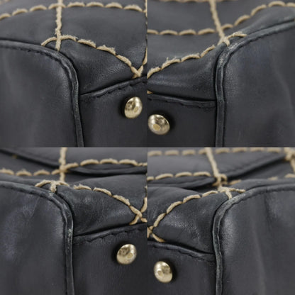 Chanel Surpique Boston Quilted Leather, Black, Leather, Handbag