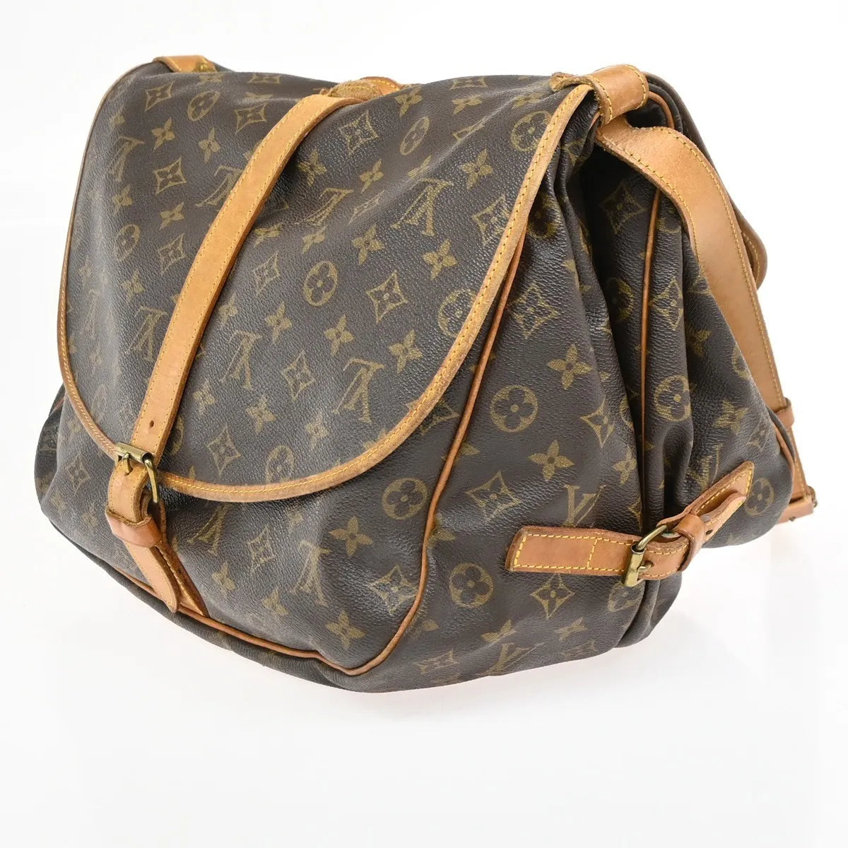 Louis Vuitton Saumur Monogram, Brown, Leather, Shoulder Bag