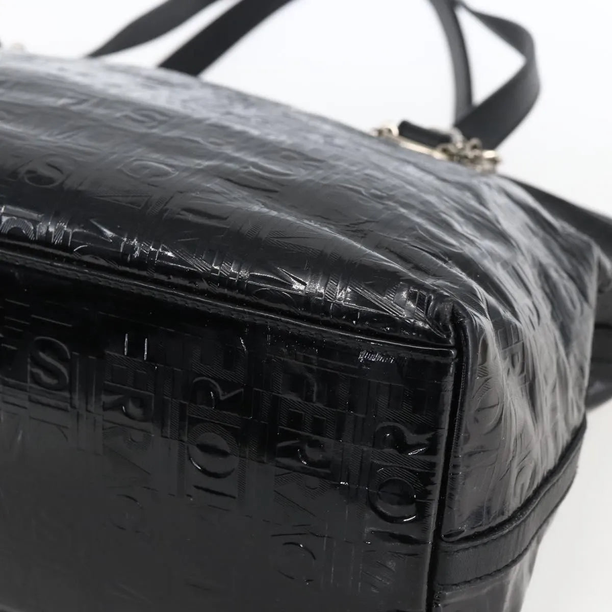Salvatore Ferragamo Vintage Patent Leather, Black, Patent Leather, Tote Bag