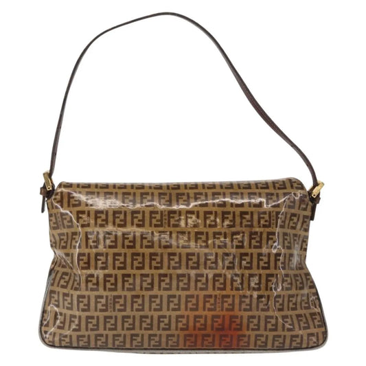 Fendi Mamma baguette Cuir verni, Brown, PVC, Shoulder Bag