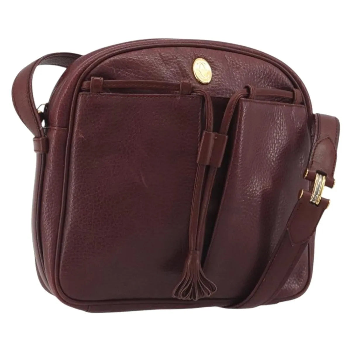 Cartier Tasseled Must de Cartier Leather, Burgundy, Leather, Shoulder Bag