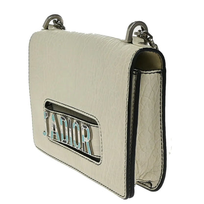 Christian Dior J'Adior Flap Canyon Grained Lambskin with Mosaic Detail, White, Leather, Shoulder Bag