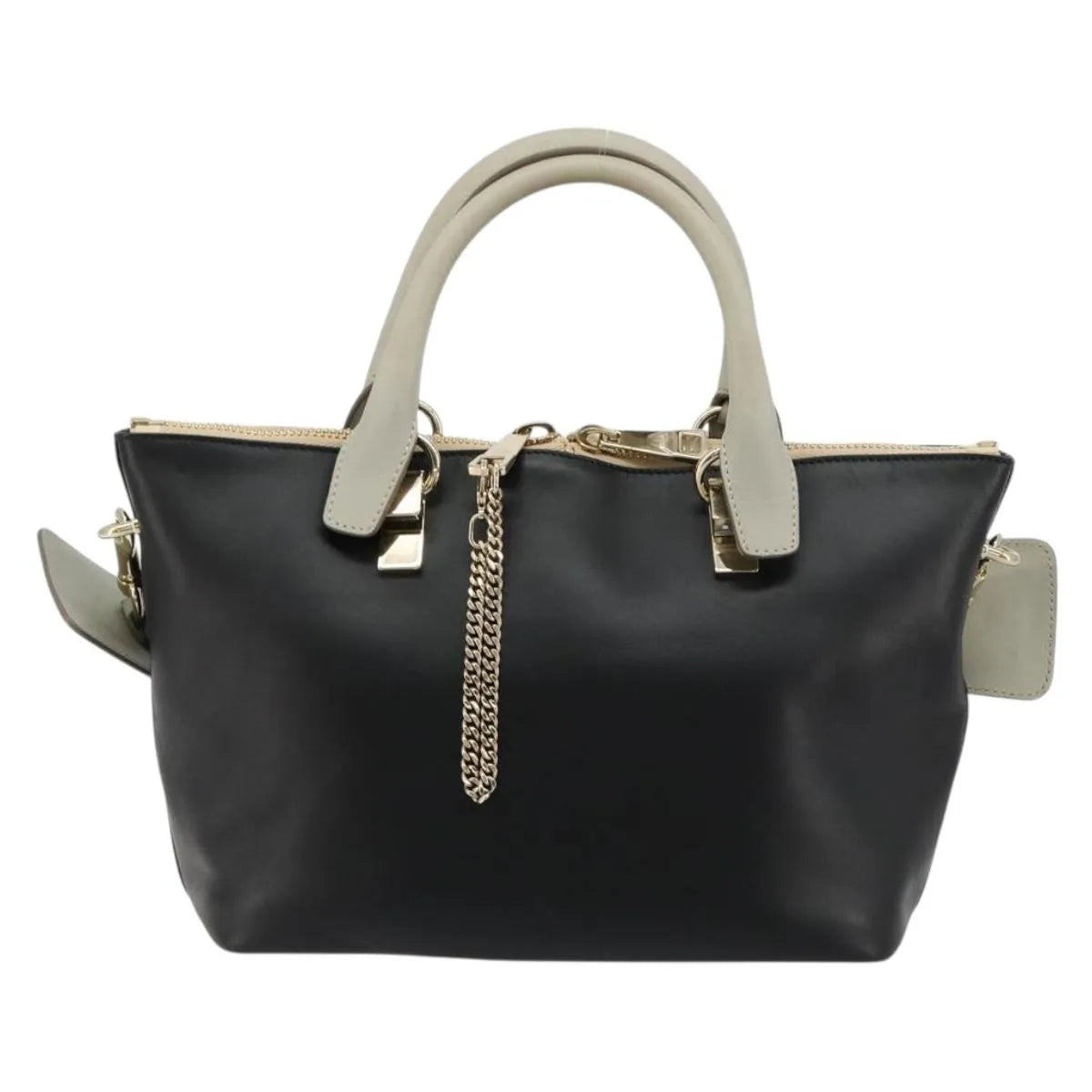 Chloe Bicolor Baylee Satchel Leather, Black, Leather, Handbag