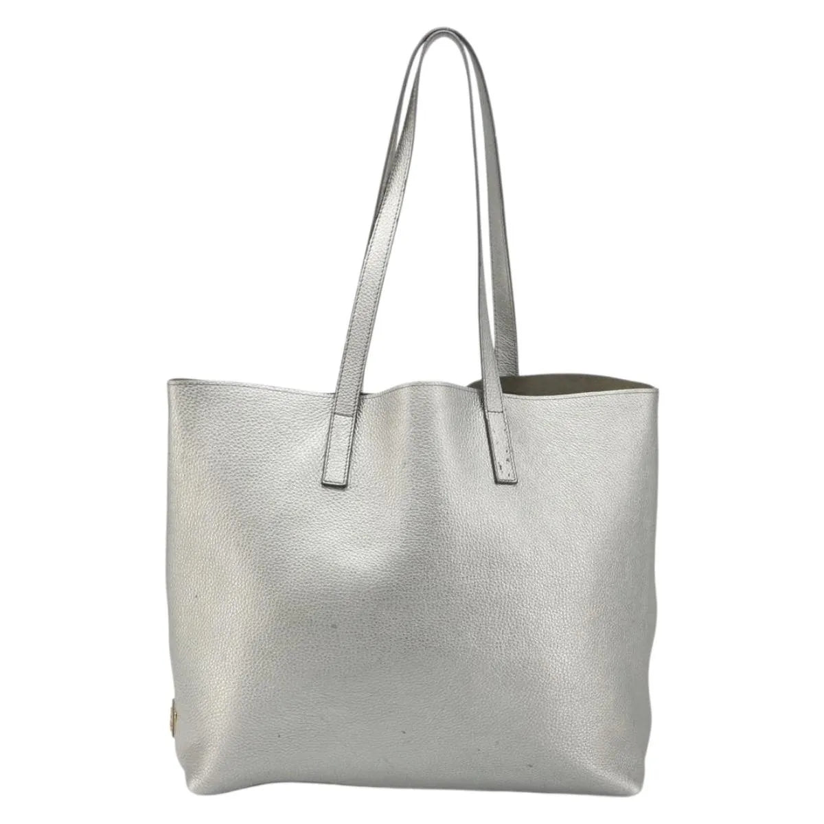 Prada Vintage Tote Leather, Silver, Leather, Tote Bag