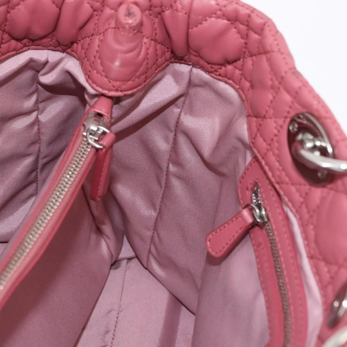 Christian Dior Soft Chain Tote Cannage Quilt Lambskin, Pink, Leather, Handbag