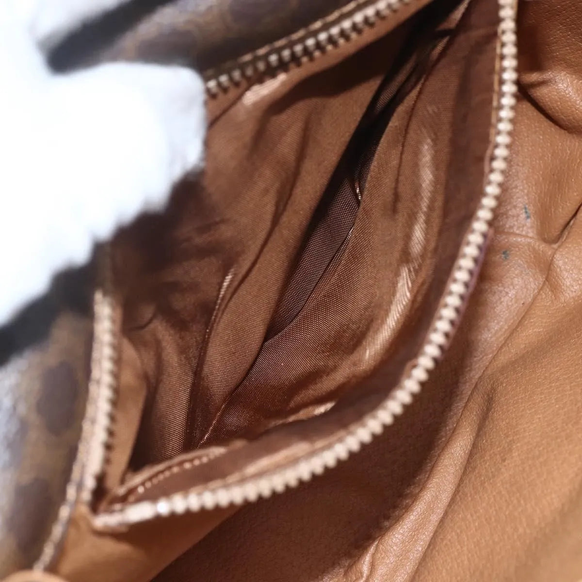 Celine Vintage Macadam Canvas and Leather, Brown, Canvas, Shoulder Bag