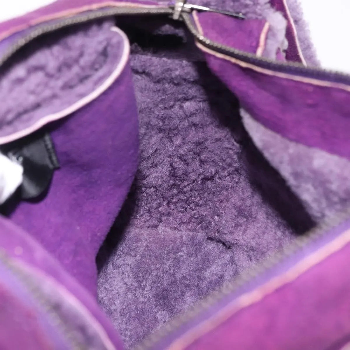 Chanel CC Logo Shearling and Suede, Purple, Suede, Shoulder Bag