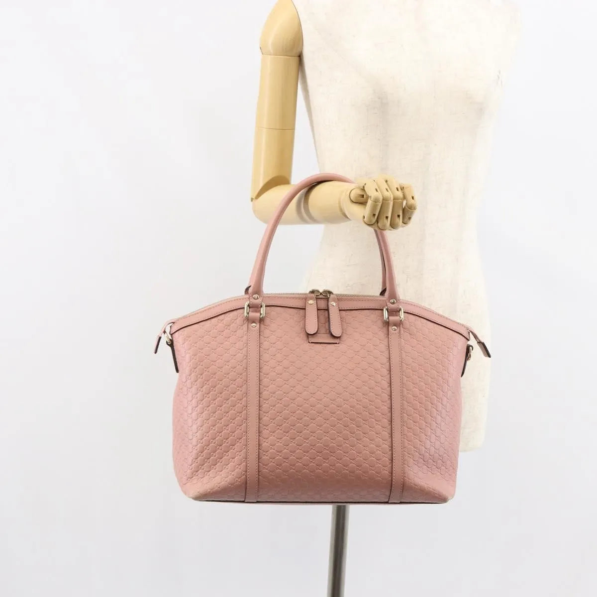 Gucci Britt Convertible Dome Satchel Microguccissima Leather, Pink, Leather, Tote Bag