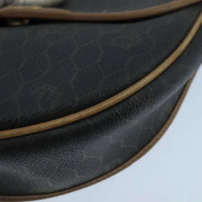 Christian Dior Vintage Honeycomb Flap Canvas and Leather, Black, PVC, Shoulder Bag