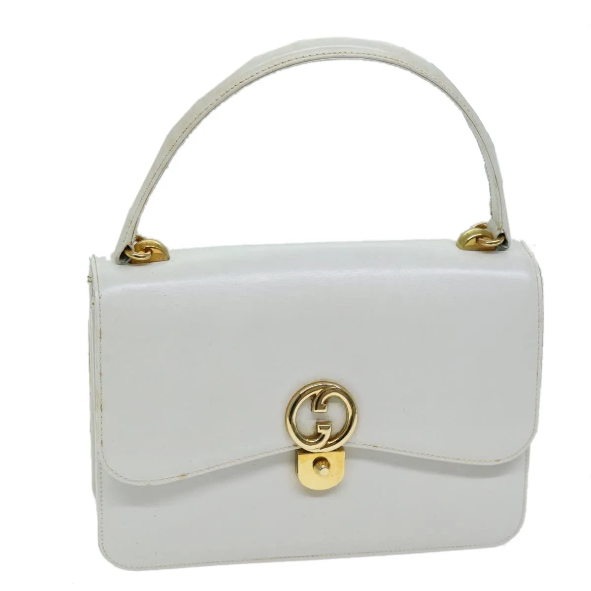 Gucci Sylvie 1969 Top Handle Leather, White, Leather, Handbag