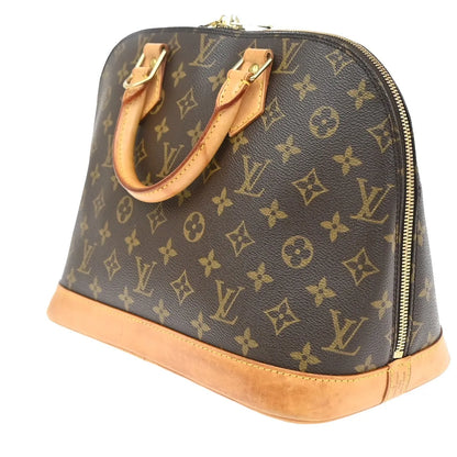 Louis Vuitton Alma Monogram Canvas, Brown, Leather, Handbag