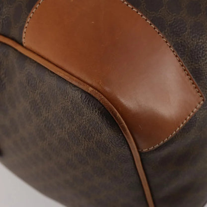 Celine Vintage Macadam Boston Canvas and Leather, Brown, PVC, Handbag
