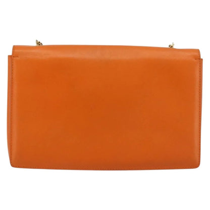 Salvatore Ferragamo Vara Bow Chain Clutch Leather, Orange, Leather, Shoulder Bag