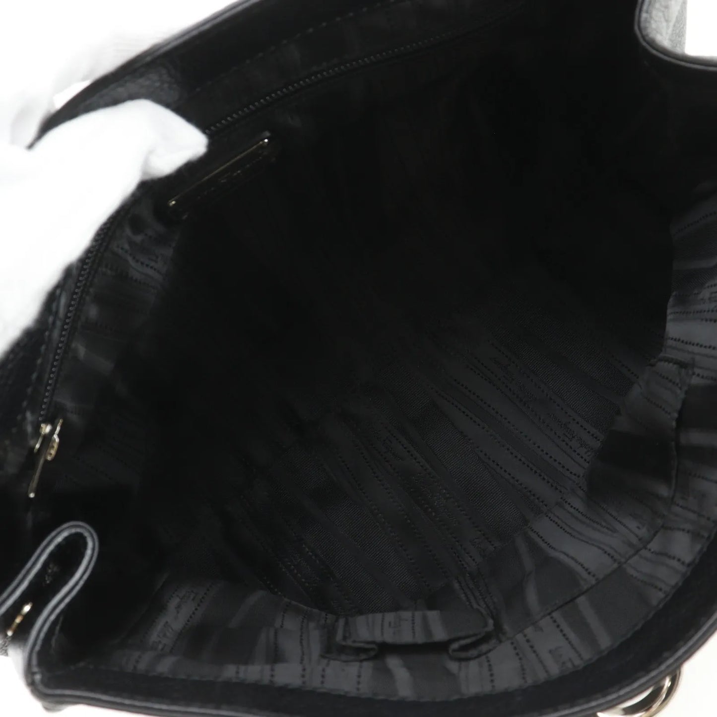 Salvatore Ferragamo Gancini Satchel Leather, Black, Leather, Shoulder Bag