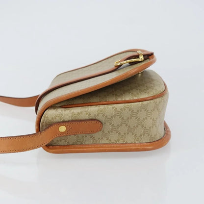 Celine Vintage Macadam Canvas and Leather, Beige, Canvas, Shoulder Bag