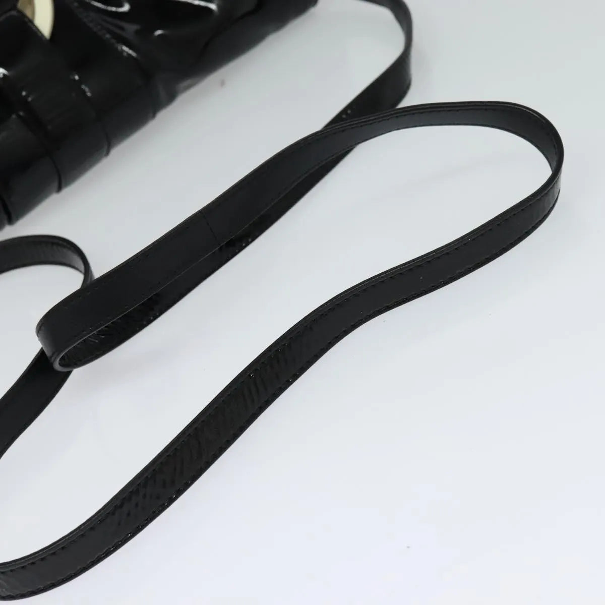 Bvlgari Chandra Flap Enamel, Black, Patent Leather, Shoulder Bag