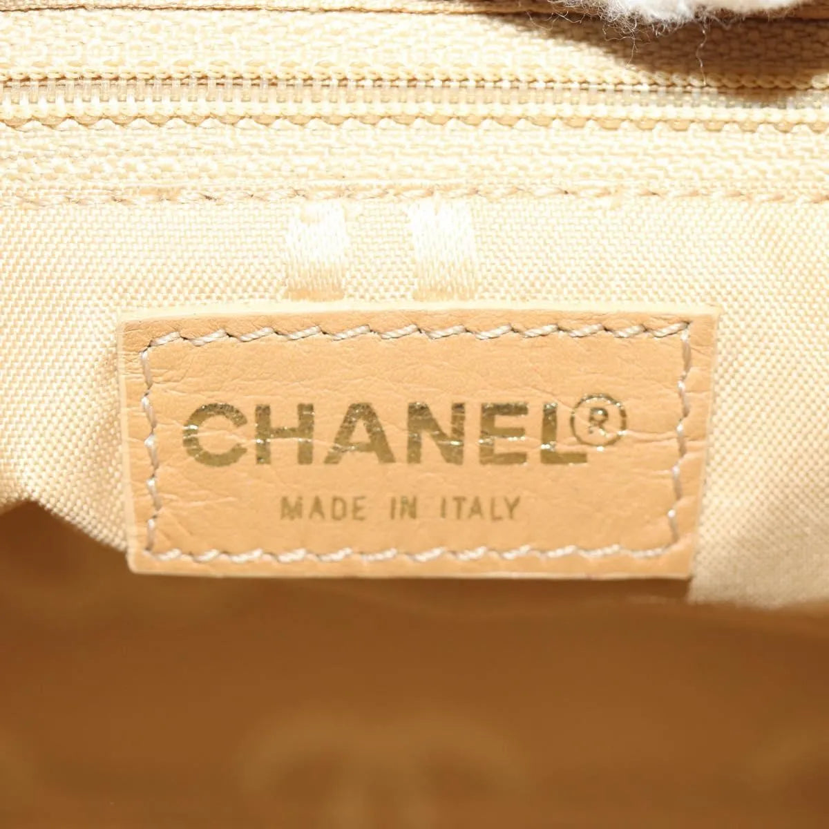 Chanel Vintage CC Resin Chain Caviar, Beige, Leather, Shoulder Bag