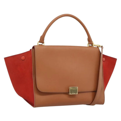 Celine Trapeze Leather with Suede, Brown, Leather, Handbag