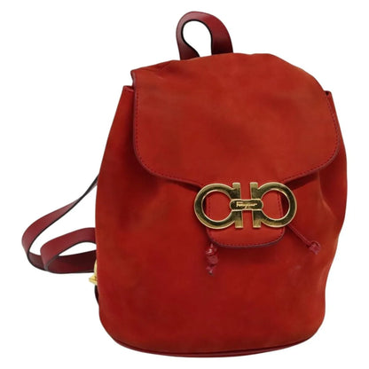 Salvatore Ferragamo Gancini Suede, Red, Suede, Backpack