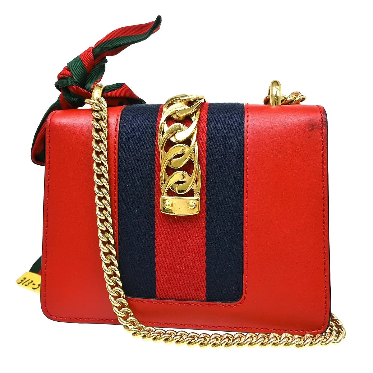 Gucci Sylvie Chain Leather, Red, Leather, Shoulder Bag