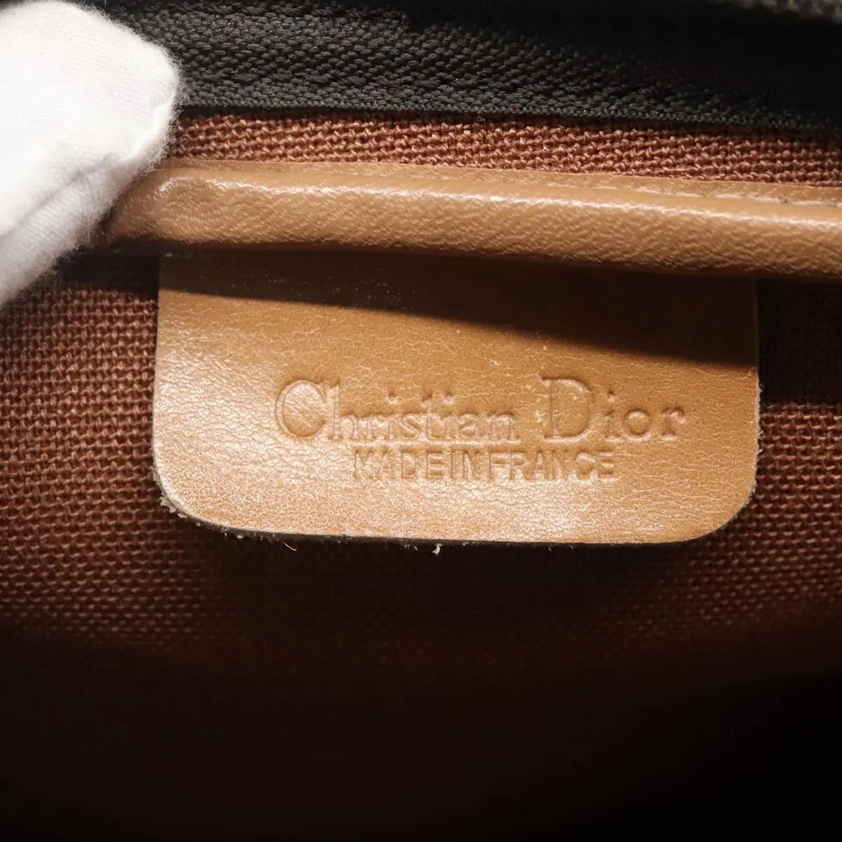 Christian Dior Vintage Honeycomb Canvas and Leather, Black, Canvas, Shoulder Bag