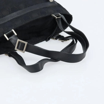 Salvatore Ferragamo Gancini Tote Gancini Canvas, Black, Nylon, Tote Bag
