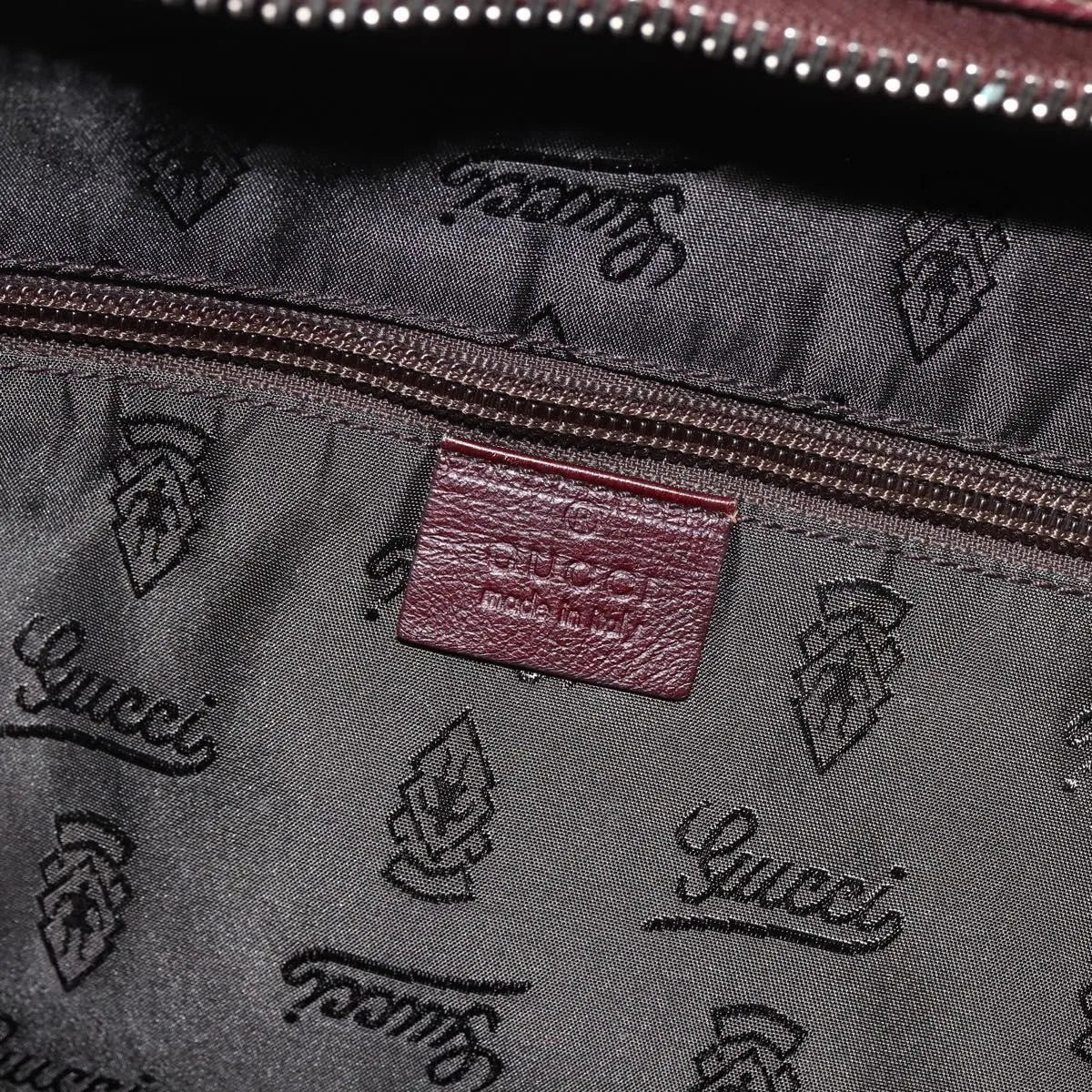 Gucci Logo Crest Messenger Leather, Burgundy, Leather, Shoulder Bag