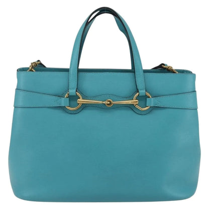 Gucci Bright Bit Convertible Tote Leather, Blue, Leather, Tote Bag