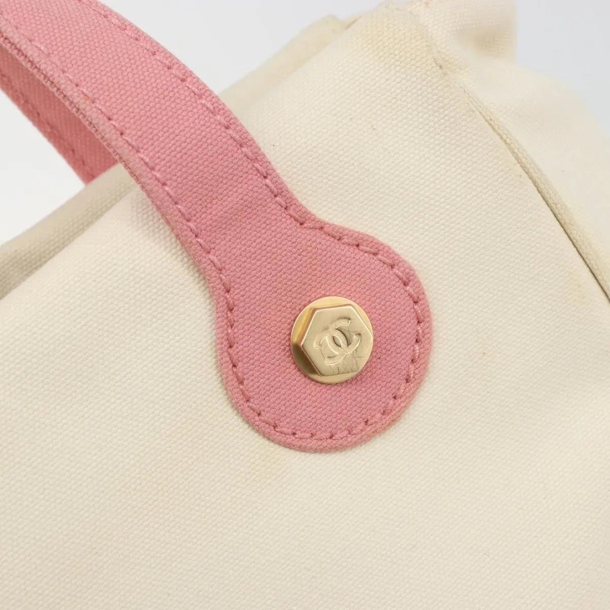Chanel Vintage CC Tote Canvas, Beige, Canvas, Tote Bag