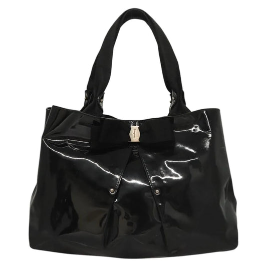 Salvatore Ferragamo Vala Patent leather, Black, Patent Leather, Handbag