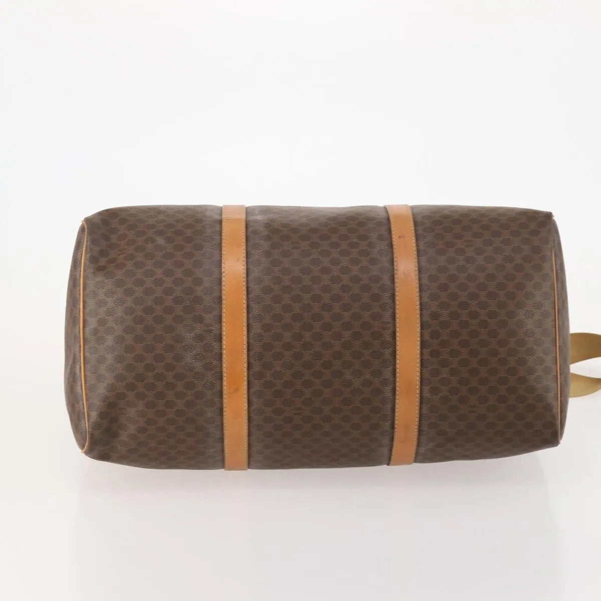 Celine Vintage Duffle Canvas and Leather, Brown, Canvas, Travel Bag