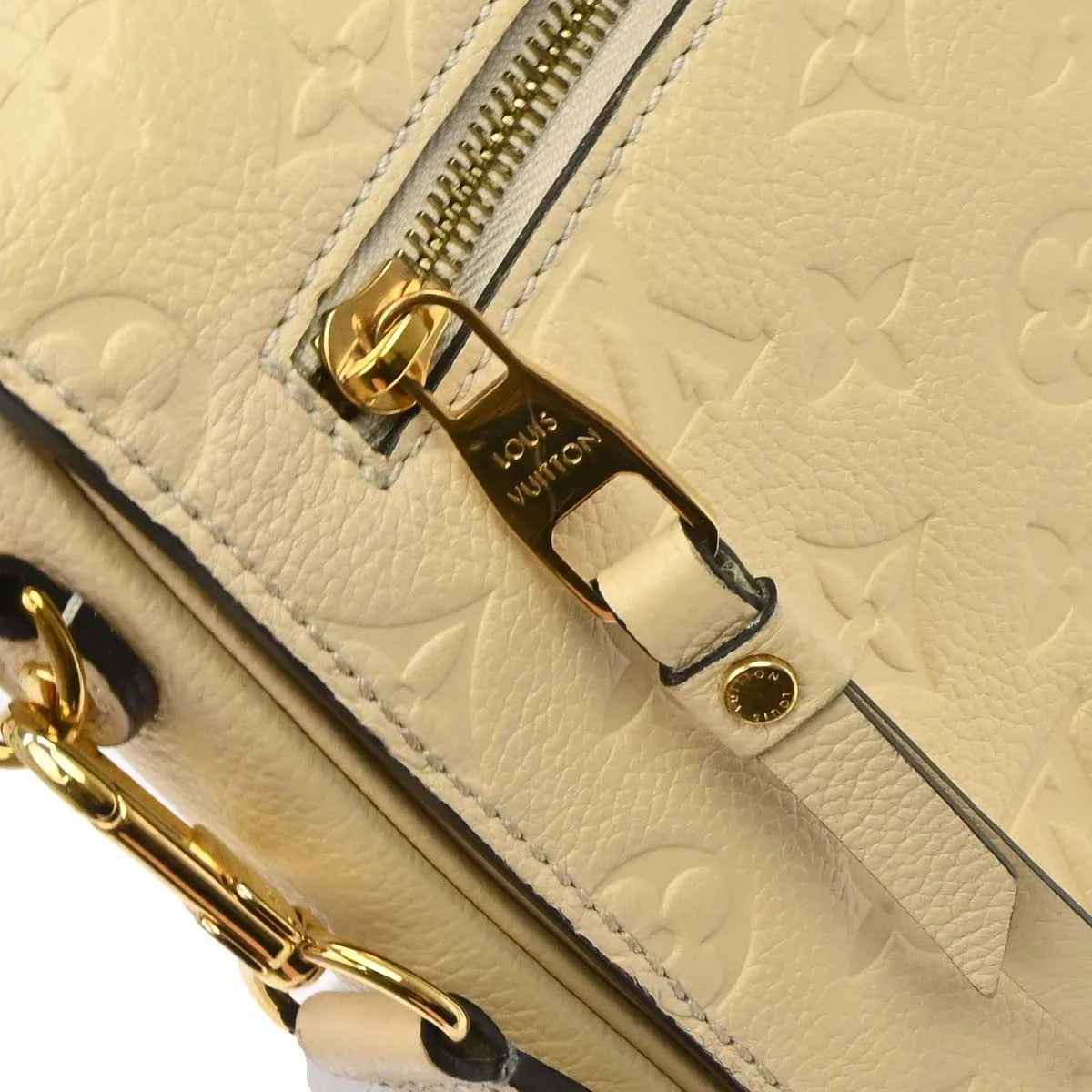 Louis Vuitton Braided Handle Pochette Metis Monogram Empreinte Leather, White, Leather, Handbag