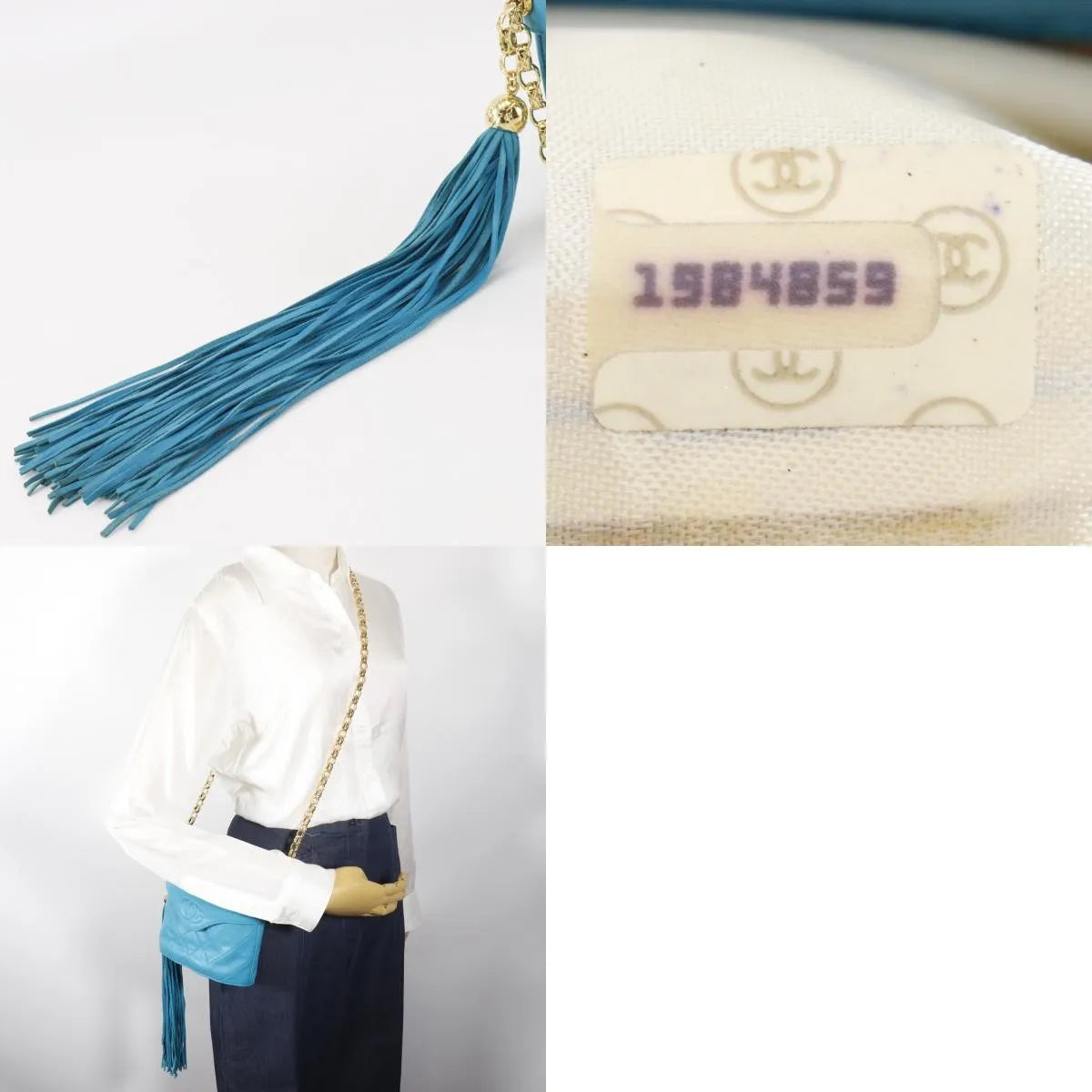 Chanel Vintage Tassel Box Quilted Leather, Turquoise, Leather, Shoulder Bag