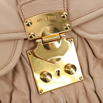 Miu Miu Madras Convertible Lock Tote Leather, Pink_gold, Leather, Handbag