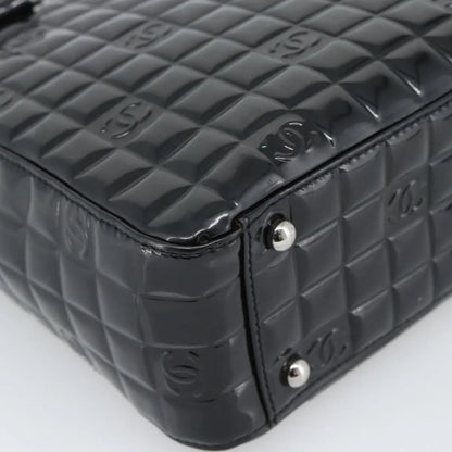 Chanel Chocolate Bar CC Tote Quilted Patent, Black, Patent Leather, Tote Bag