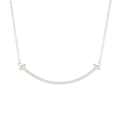 Tiffany & Co. T Smile Pendant 18K White Gold, Silver, White Gold, Necklace