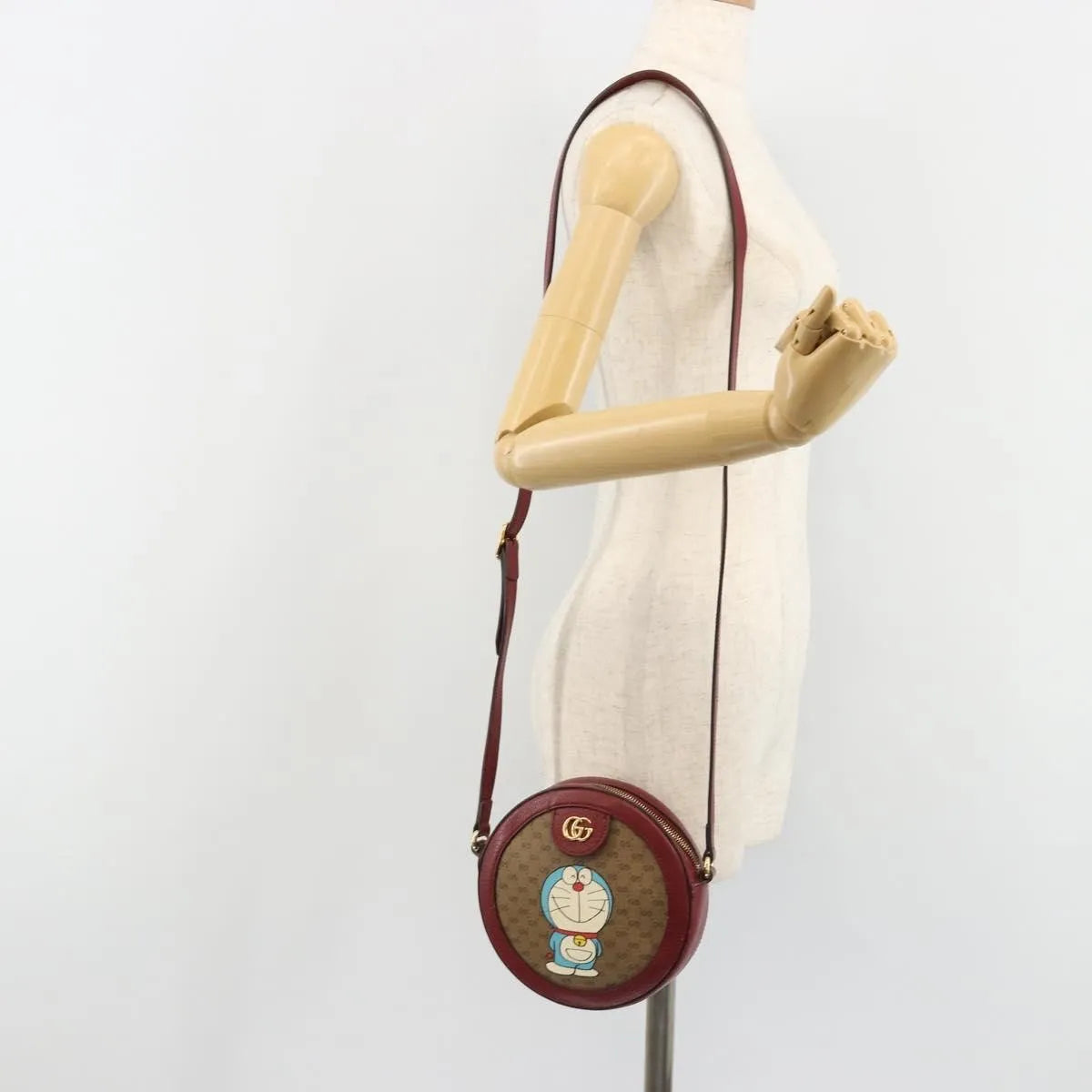 Gucci Doraemon Round Printed Mini GG Coated Canvas, Beige, Canvas, Shoulder Bag