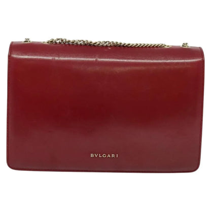 Bvlgari Signature Leather, Red, Leather, Shoulder Bag