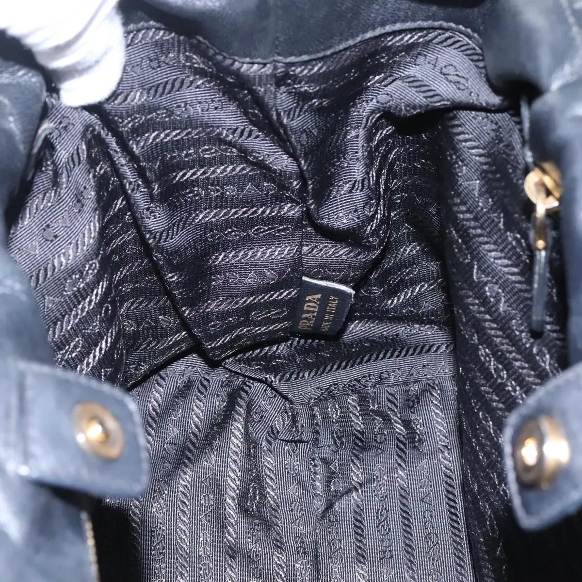 Prada Nappa Gaufre Bow Leather, Black, Leather, Tote Bag