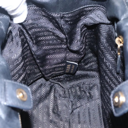 Prada Nappa Gaufre Bow Leather, Black, Leather, Tote Bag