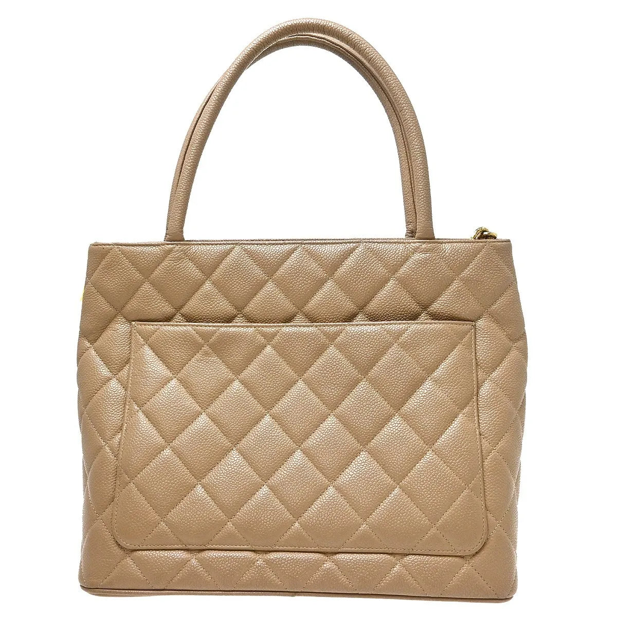 Chanel Medallion Tote Quilted Caviar, Beige, Leather, Tote Bag
