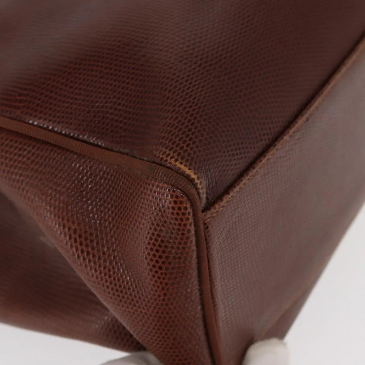 Salvatore Ferragamo Vintage Vara Bow Tote Lizard Embossed Leather, Brown, Leather, Tote Bag