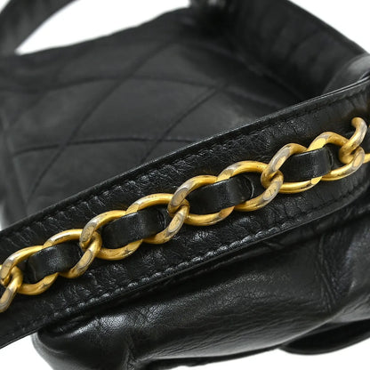 Chanel Vintage CC Flap Waist Quilted Leather, Black, Leather, Clutch