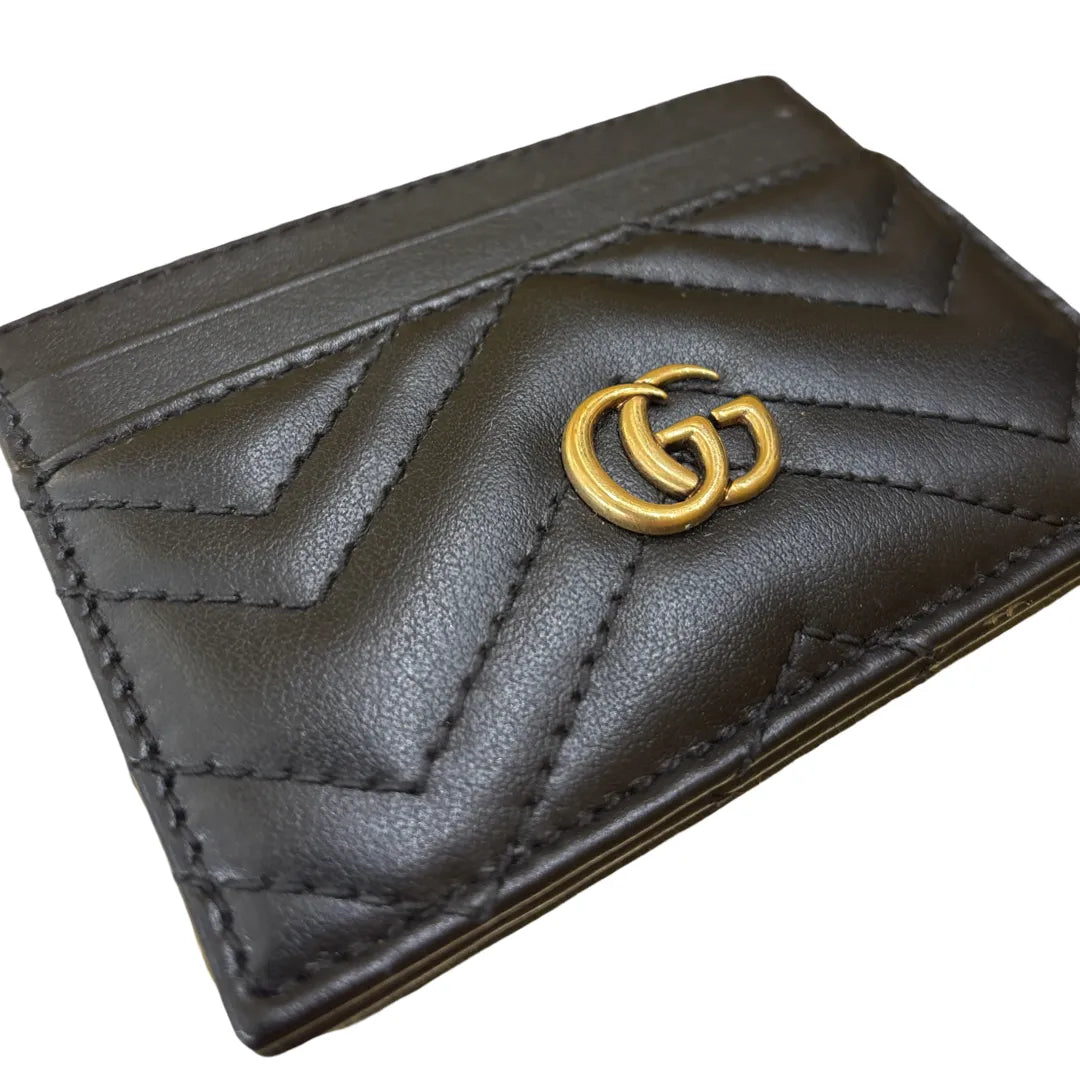 Gucci GG Marmont Card Holder Matelasse Leather, Black, Leather, Card Holder