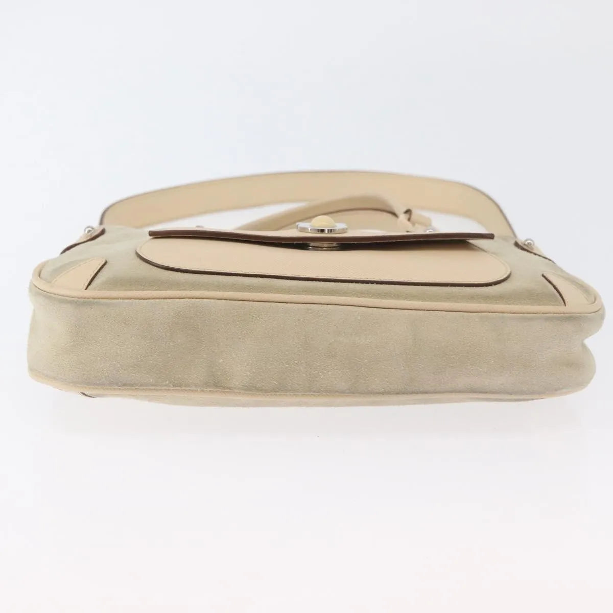 Salvatore Ferragamo Gancini Suede, Beige, Suede, Handbag