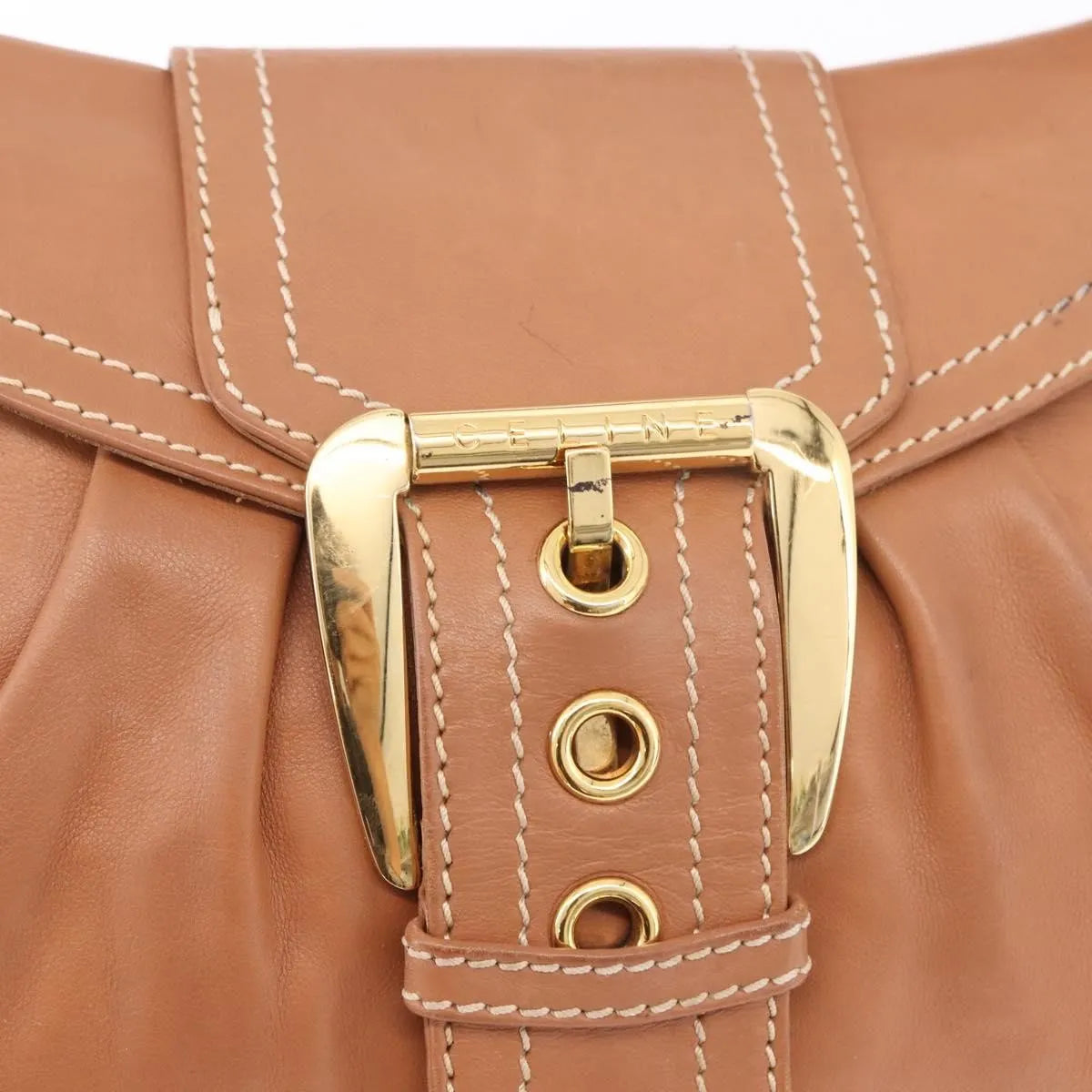 Celine Biker Boogie Satchel Leather, Brown, Leather, Shoulder Bag