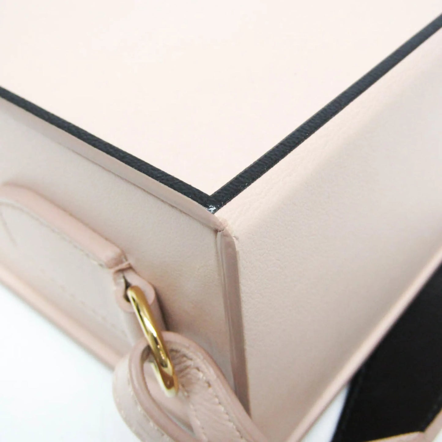 Fendi Logo Vertical Box Leather, Pink, Leather, Shoulder Bag