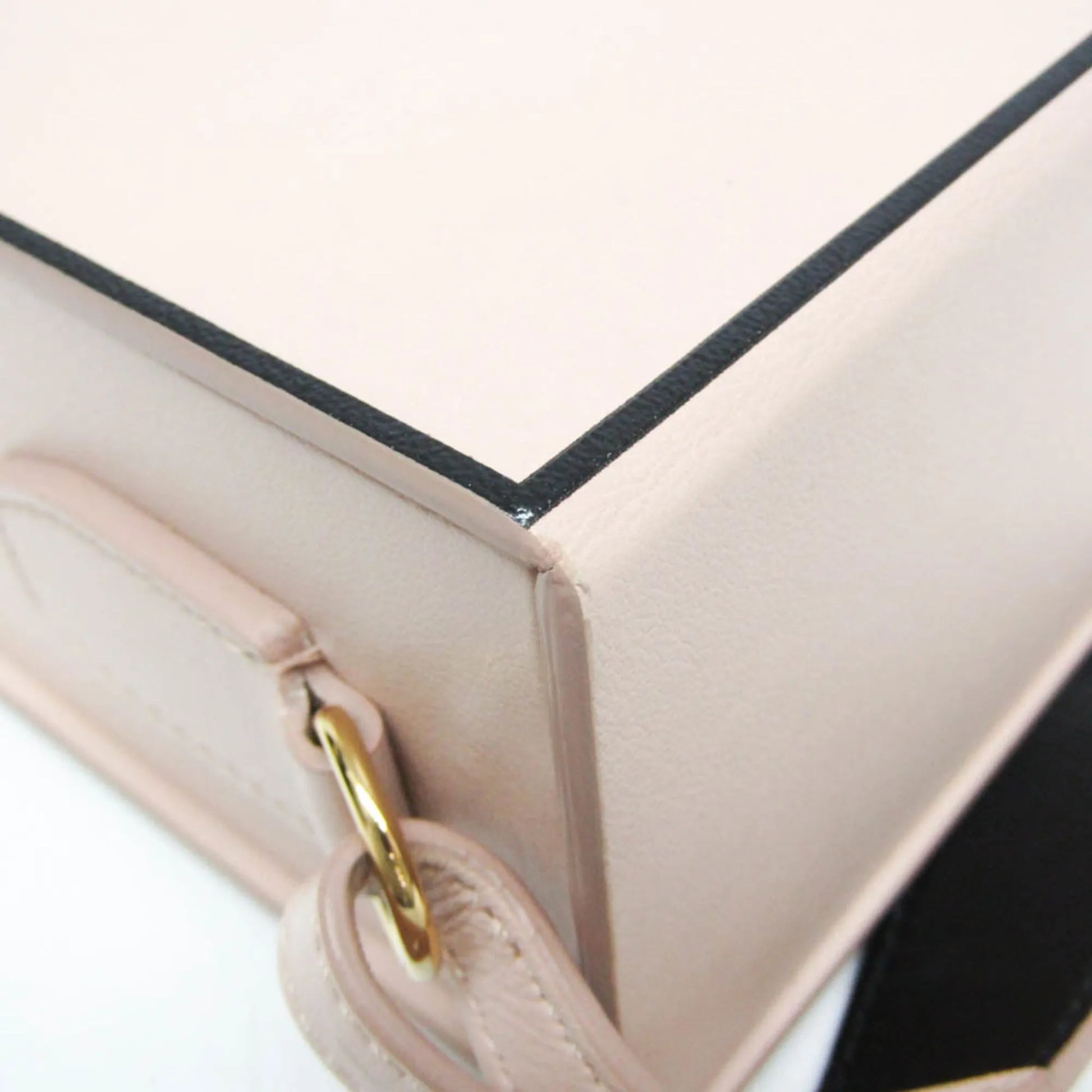 Fendi Logo Vertical Box Leather, Pink, Leather, Shoulder Bag