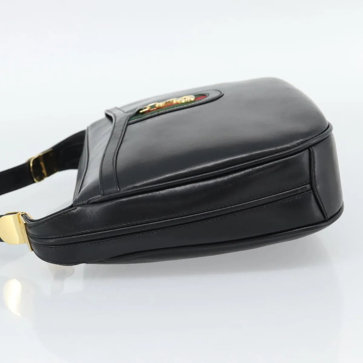 Gucci Vintage Horsebit Leather, Black, Leather, Shoulder Bag